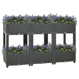Raised Garden Beds Outdoor Rectangular Planter Decorative Front Yard Raised Bed 47.2"x15.7"x28" Polypropylene for Backyard Patio Deck Lawn