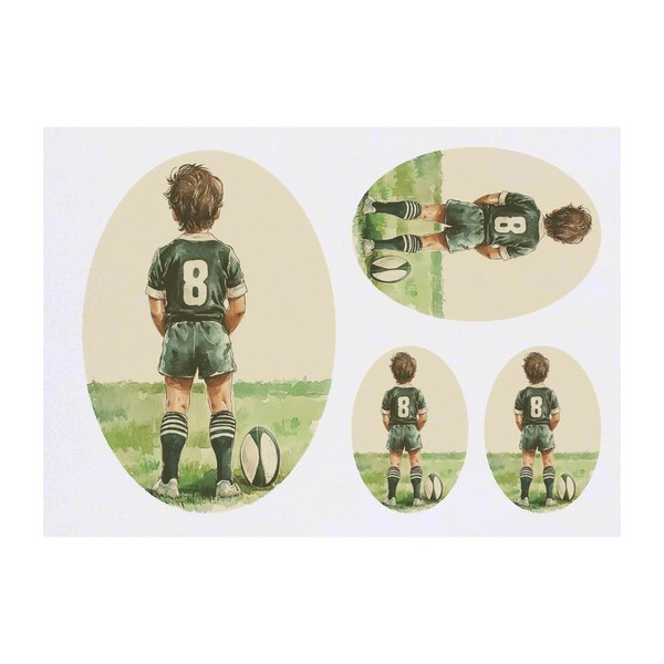 Azeeda 4 x 'Junge mit Rugbyball' Temporäre Tattoos - Wasserfest,