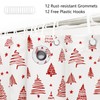 AIBIIN Christmas Shower Curtain Red Xmas Tree Stars Bath Curtains