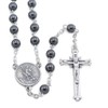 St. Michael Rosary Hematite Beads, Catholic Prayer Beads
