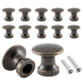 Uenhoy 12 Pcs Mini Cabinet Knobs 1/2 Inch Dia Bronze Drawer Knobs Handles Mini Knobs for Jewelry Box Gift Case