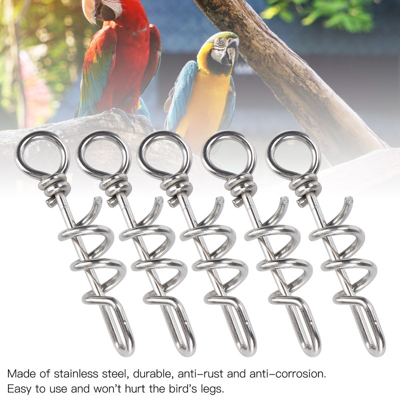 5 Pcs Bird Parrots Foot Ring Buckle Stainless Steel Foot