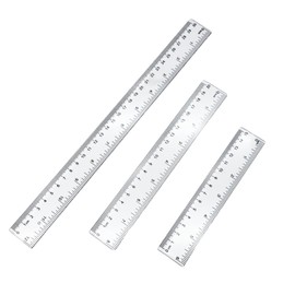 Clear Plastic Rulers Shatterproof Set of 3 Assorted Sizes (15cm, 20cm, 30cm) - Ideal for School, Office and Home