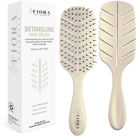 Cepillo Desenredante de Fiora Naturals – 100% Bio-amigable Cepillo Desenredante con Cerdas Ultra Suaves – Desenreda a través de enredos con facilidad – Para Cabello Rizado, Liso, Negro Natural, Mujeres, Hombres, Niños, Cabello Seco y Húmedo