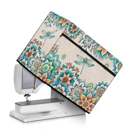 Mumeson Boho Flower Dragonfly Sewing Machine Cover Portable Sewing Machine Dust Cover Protection Case Compatible Most Sewing Machine Foldable