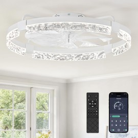 ZMISHIBO Ceiling Fans with Lights | 24 inch Low Profile Ceiling Fan with Light and Remote | 3CCT Dimmable Modern Flush Mount Bladeless Fan Light with High Airflow for Living Room Bedroom Kitchen