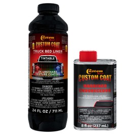 Custom Coat Tintable Base Only 1 Quart Urethane Spray-On Truck Bed Liner Kit - Easy 3 to 1 Mix Ratio, Just Mix, Shake and Shoot - Durable Textured Protective Coating, Prevent Rust