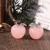 Lovionus89 Natural Rose Quartz Apple Statue, Healing Crystal Figurine Sculpture