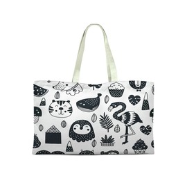 Le Jardin du Lin Printed Shopping Bag, Reusable Bag, Foldable, Fabric Bag with Two Long Handles, Size: 50 x 40 cm