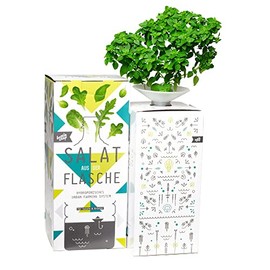 Dresden Onlineshop Bottlecrop Salad from the Bottle, Cultivation System, Urban Farming Set for Home (Small Leaf Basil, Starter Set)