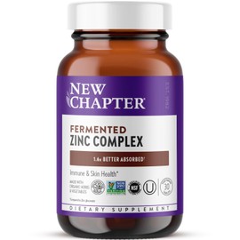 New Chapter Zinc Supplement, Fermented Zinc Complex, ONE Daily for Immune Support + Skin Health, Mineral-Balancing Formula Rich in Copper, Easy to Swallow & Digest, 30 Count (1 Month Supply)