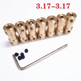 BOXONLY D9mm x L20mm Brass Shaft Rigid Coupler Connector Motor Adapter Couplers,Rigid Coupling, 3.17mm to 3.17mm
