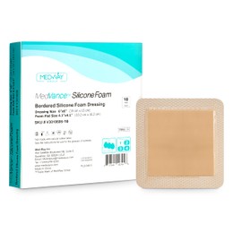 MedVanceTM Silicone - Bordered Silicone Adhesive Foam Dressing (6"x6" (4.1"x4.1" pad) 10 Pack