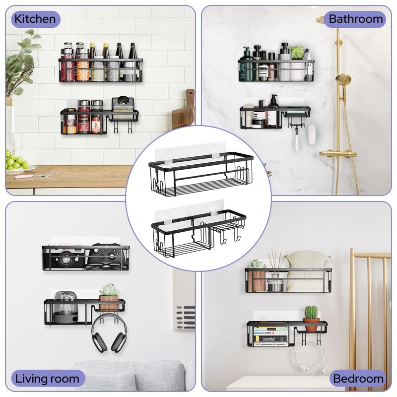 Alyvisun Pack of 2 Shower Shelves Large Capacity with Strong
