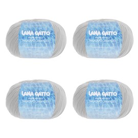 Lana Gatto Line Nuovo Jaipur Cotton Yarn, 100% Cotton for Knitting or Crocheting, 4 Balls Length 400 m for 200 g Cotton (Grey, 4)