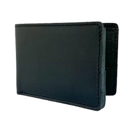 Anthology Gear Minimalist Bi-fold Leather Wallet - with Guitar Pick Holder Full Grain Leather (Carbon Black)