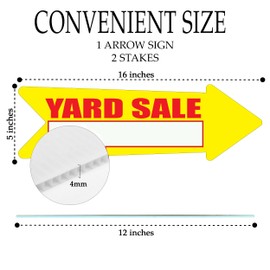 Yellow Yard Sale Arrows Yard Sign Double Sided With Stakes Large 16 Inch By 5 Inch Arrow Bright Yellow Signs (1)