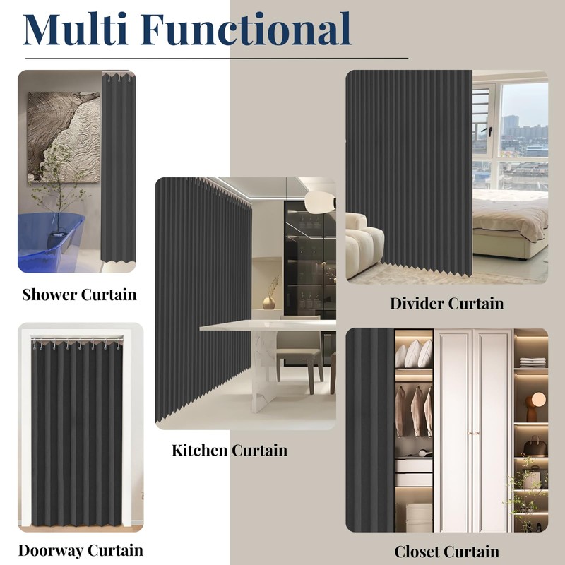 Zpnevx Accordion Door 100×84 inch, Waterproof Closet Curtain for Open