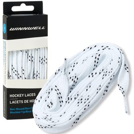 Winnwell Non Waxed Hockey Skate Laces - Ice Hockey & Roller Blade Skates Laces, Multiple Lace (White/Black, 120")