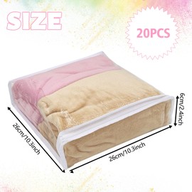 Sibosen Pack of 20 Clear Vinyl Clothes Storage Bags with Zip, 26 x 26 x 6 cm, Foldable Plastic Bags for Wardrobes for Clothes, Sweaters, Bed Sheet Storage, Blanket Storage Bags