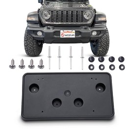 WOZUA Front Bumper License Plate Bracket Mount Holder for 2018 2019 2020 2021 2022 2023 2024 2025 Jeep Wrangler JL (May not Fully fit Your Model. See Pic 2 for Details)