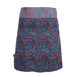 Vishes - Alternative Clothing - Women's A Line Floral Wrap Skirt Cacheur Knee-Length Midi Press Studs Pocket, black / grey