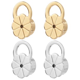 4pcs Earring Lifter Backs, Gold Silver Earring Backings for Studs Earring Lifters Backers Safety Backs for Heavy Earrings Earring Backings Supporter for Support Droopy Ears