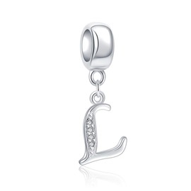SoulBeads - Colgante de plata de ley 925 con letra de la letra de la A a la Z para pulsera europea