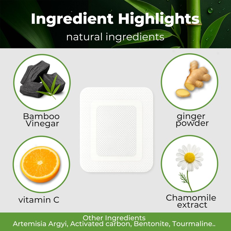 Foot Pads, Ginger & Bamboo Vinegar, Overnight Peel-and-Stick, Easy Evening