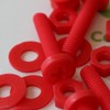 20 x Phillips Pan Head Screws Red Plastic Nuts &