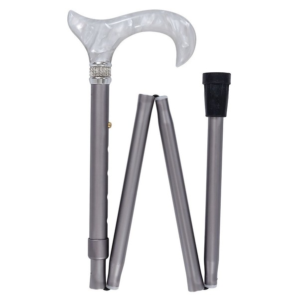 Pearlz Designer Fold able Travel Canes (Silver)