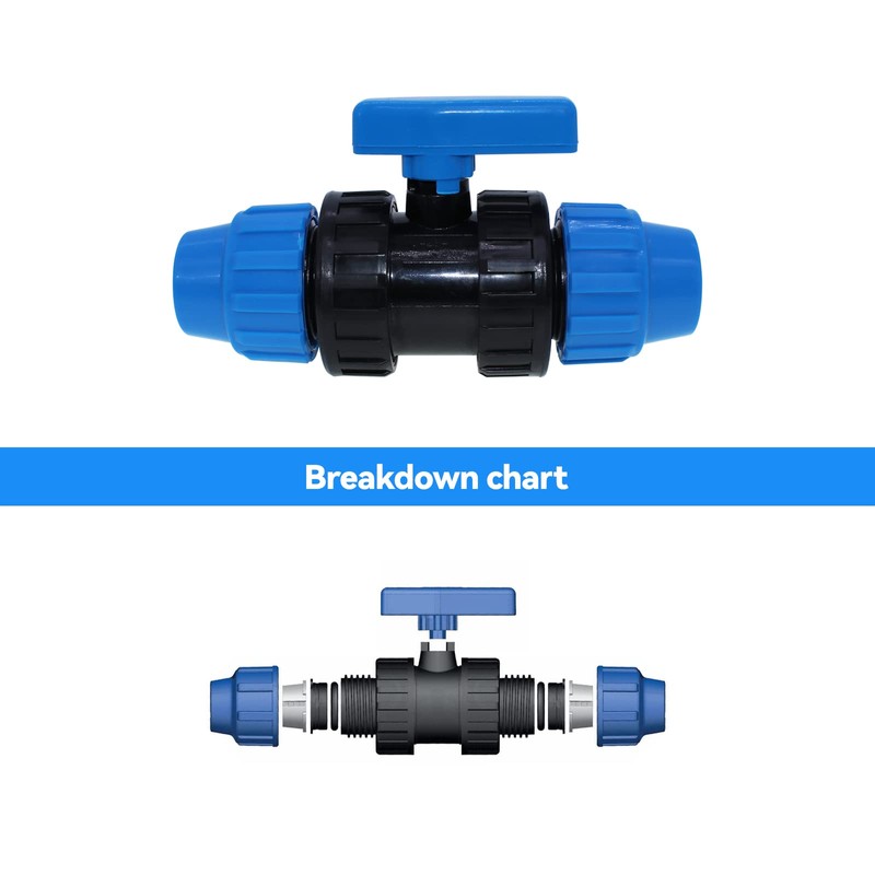 AIMEKE 25 mm PE Pipe Ball Valve Plastic Clamp Connector