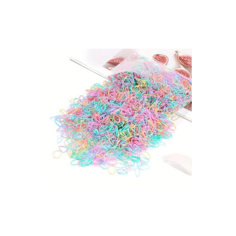 Mini Hair Elastics, 1000 Pack, Multicolor Rubber Bands for Braids