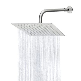 Cabeza de Ducha de Lluvia de Alta Presión, Regadera Cuadrada de Acero Inoxidable de 10 Pulgadas, Cabezal de Ducha de Lluvia Ultrafina con Montaje Fijo
