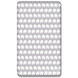 Babymam 100% Cotton 160x80cm Cot Sheets With Printed Design for Baby Junior Travel Cot Bedding Cotbed Sheet Toddler Bed (Elephants Grey)