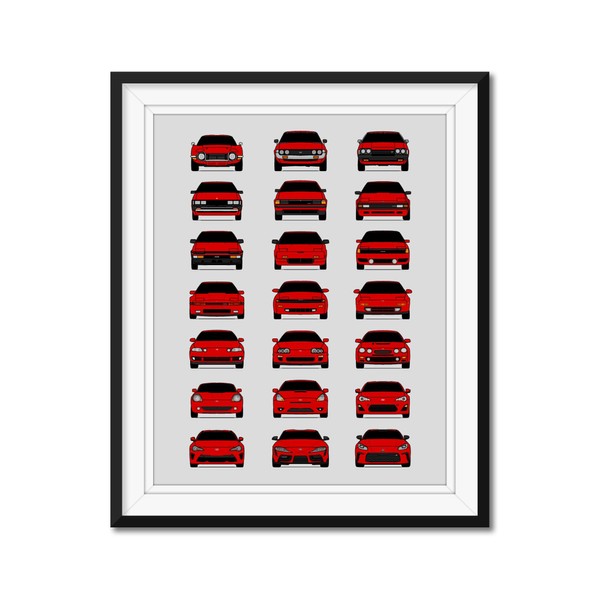 Custom Car Posters History of Toyota Evolution Print Wall Art