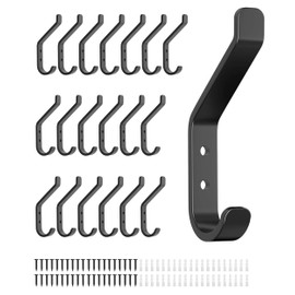 susswiff 20-Pack Aluminum Coat Hooks for Hanging - 10KG (Max) Wall Hook with Screw, Heavy Duty Stainless Holder for Towel, Backpack, Hat, Sturdy Metal Hanger for Door and Wall, 10cm