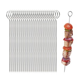 Barbecue Skewers,30 PCS Skewers Stainless Steel,Roulade Needles,Skewer Sticks Roulade Skewers with Tips and Eyelets Meat Filling Needles for Grilled Meat,Seafood,Vegetables Grill Skewers
