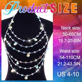 Nicute Mermaid Body Chain Colorful Layered Shoulder Chain Summer Beach Bikini Jewelry Accessories for Women