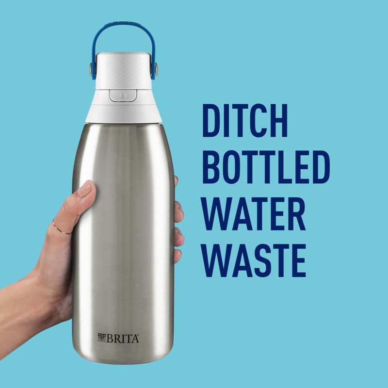 Brita Stainless Steel Premium Filtering Water Bottle, BPA-Free, Reusable, Insulated,