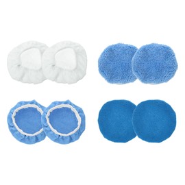 sourcing map 8pcs Car Polisher Bonnet Buffing Pad Set Micro-Fiber Cotton Fabric Coral Fleece Polishing Buffing Pad Cover for 5"-6" Car Buffer Bonnets Polisher
