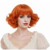 Rugelyss Short Curly Wavy Auburn Copper Red Wig with Bangs