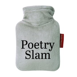 Huuraa Taschenwärmer Poetry Slam Schriftzug Geschenk 0,2 Liter Grey Mini Veloursbezug Poetry Slam Geschenkidee