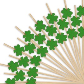 St Patricks Themed Party Decoration Supplies Toothpicks for Appetizers 100 PCS Shamrock Cocktail Picks Skewers for Appetizers Long Toothpicks Cocktail Toothpicks for Drinks 4.7 Inch Cocktail Skewers