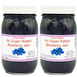 Amish Jam - No Sugar Added - 16 Oz Jar (Blueberry) Made by Arndts Fudgery