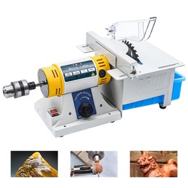 350w Bench Lathe Table Saw, Cutting Grinding Machine Double-shafted Electric Table Saw Jewelry Gem Rock Polishing Buffer for Cutting, Polishing