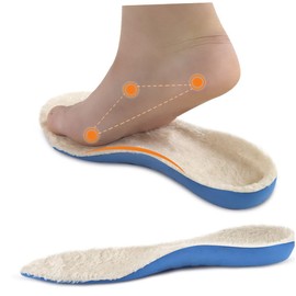 Ipetboom Arch Support Insoles for Sports 2 Pairs Winter Warm Foot Pads Shock Absorption Thick PU Shoe Inserts for Men and Women Suitable for Active Lifestyles