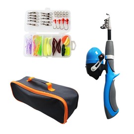 Telescopic Fishing Rod and Reel Combos Full Kit Portable Travel Fishing Rod Set with Carrier Bag for Sea Saltwater Freshwater Fishing, Blue