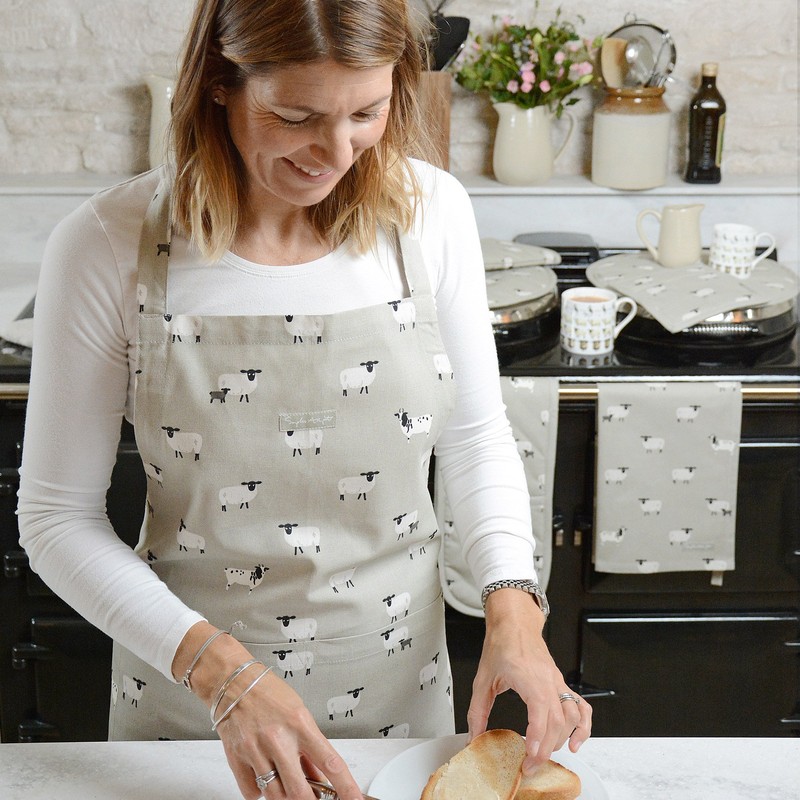 Sophie Allport - Sheep Unisex Adult Kitchen Apron, 100% Cotton,