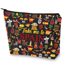 WZMPA Spain Travel Cosmetic Bag Spanish Souvenir Gift Take Me To Spain Zipper Pouch Bag Spain Vacation Gift, Take Spain Bl, Fit